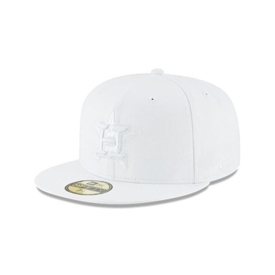 White Houston Astros Hat - New Era MLB Whiteout Basic 59FIFTY Fitted Caps USA4295381